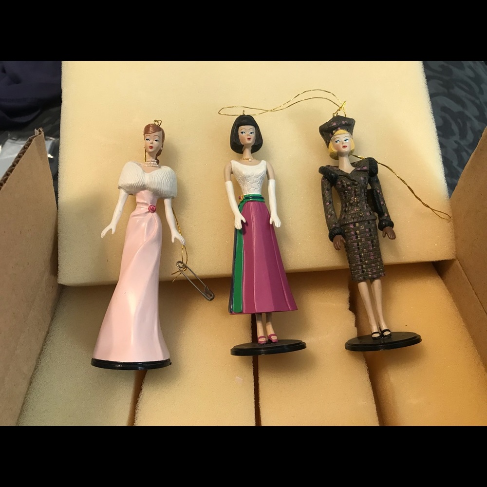 Ashton Drake Heirloom vintage Barbie ornaments.